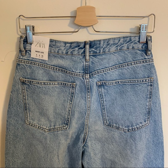 NWT ZARA Mid-Rise Wide Leg Blue Jeans, Size S - Picture 11 of 11